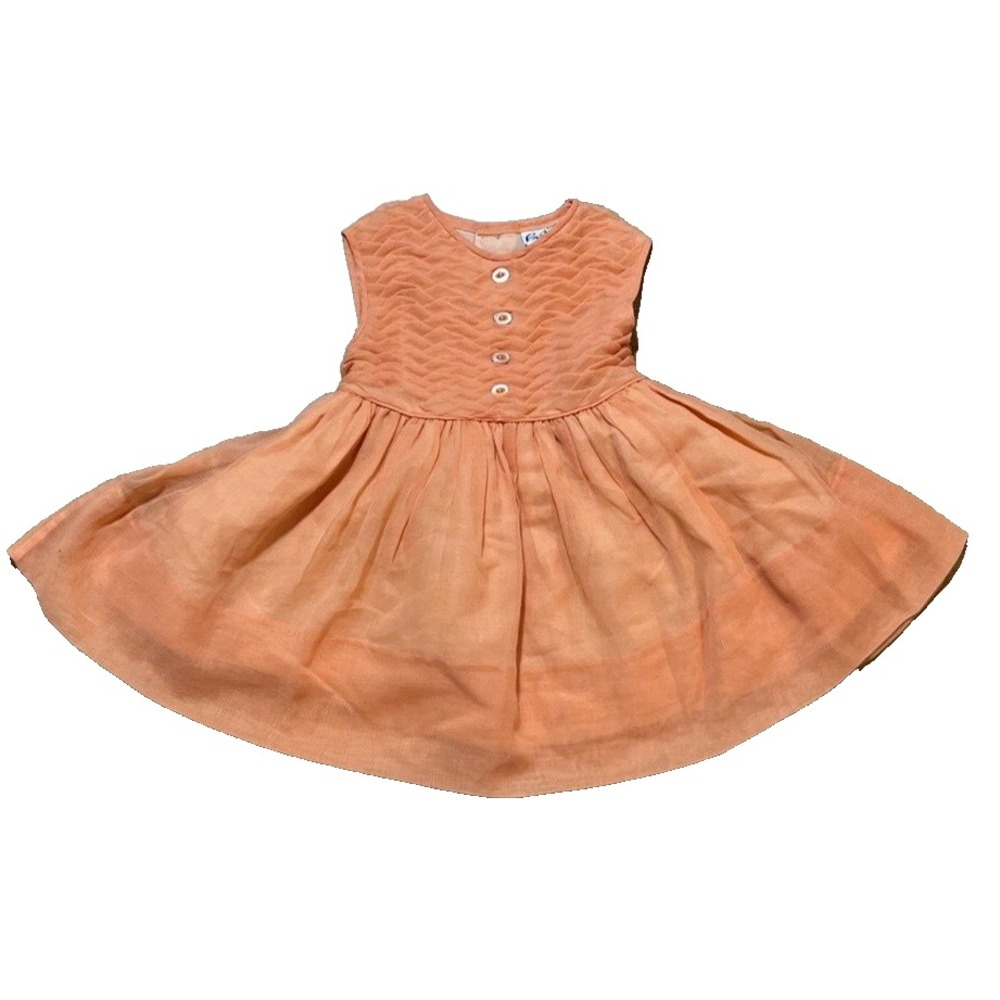 Vintage Cinderella Brand Dress Sleeveless GirlsSize 3 Solid Peach Lined NEW